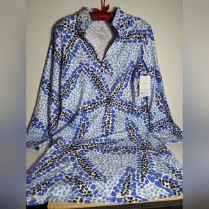 Mahi Gold Blue White Starfish Dress New Medium